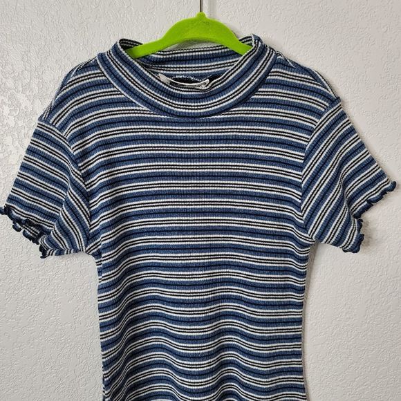 Sostanza contemporary apparel vintage girls ribbed stripped lettuce hem - Picture 2 of 9